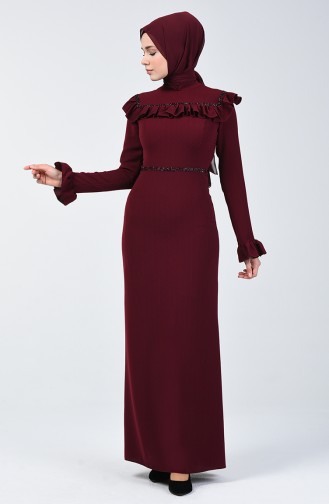 Dark Claret Red İslamitische Avondjurk 5256B-04