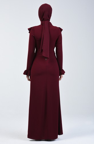 Dunkel Weinrot Hijab-Abendkleider 5256B-04