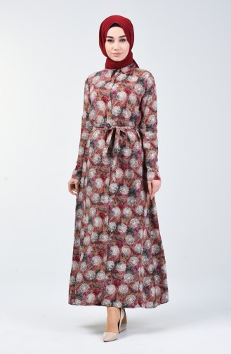 Patterned Viscose Dress 0356-02 Lilac 0356-02
