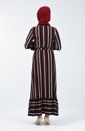 Striped Dress 0357-02 Claret Red 0357-02