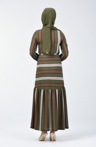 Striped Dress 0358-03 Khaki 0358-03