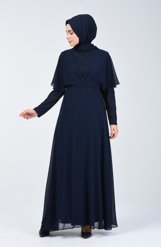 Navy Blue İslamitische Jurk 1410-01