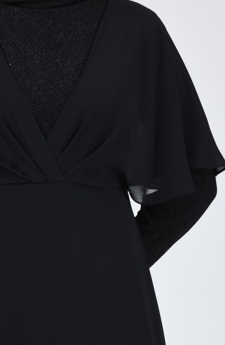 Glittered Chiffon Dress 1410-02 Black 1410-02