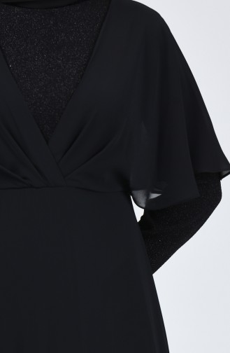 Silbernes Chiffon Kleid 1410-02 Schwarz 1410-02