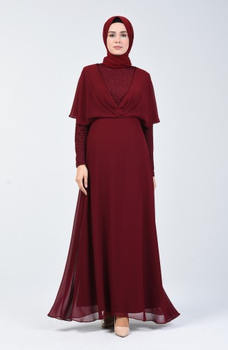 Silbernes Chiffon Kleid 1410-03 Weinrot 1410-03