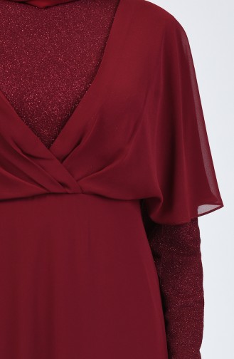 Glittered Chiffon Dress 1410-03 Claret Red 1410-03