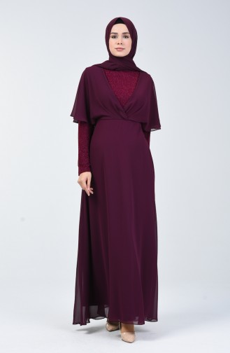 Robe Mousseline à Paillettes 1410-05 Plum 1410-05