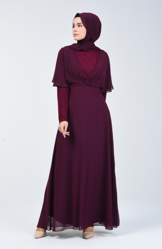 Robe Mousseline à Paillettes 1410-05 Plum 1410-05