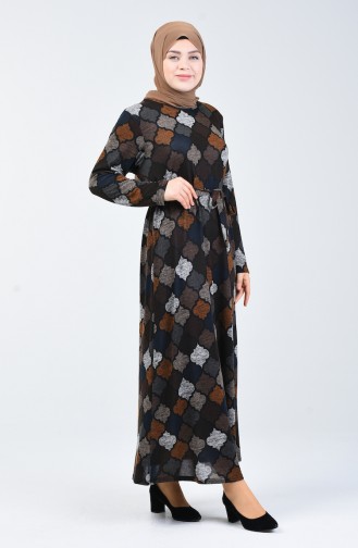 Brown Hijab Dress 4829-03