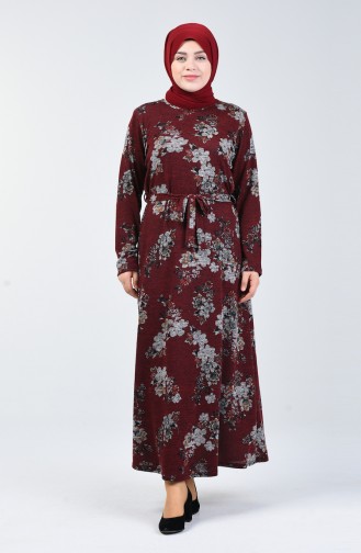 Claret Red Hijab Dress 4829A-02