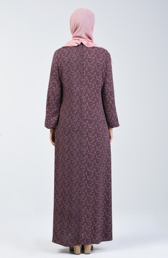 Robe Viscose Plis A Manche Élastique 4535-02 Brun Foncé Rose 4535-02