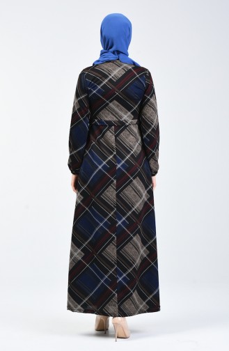 Patterned Dress 5302-02 Black Navy Blue 5302-02