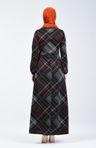 Patterned Dress 5302-03 Black Brick Red 5302-03