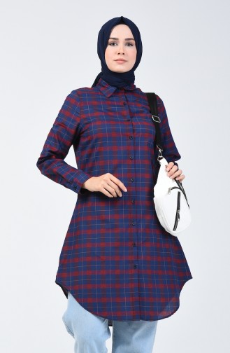 Kareli Tunik 6442-02 Lacivert Bordo