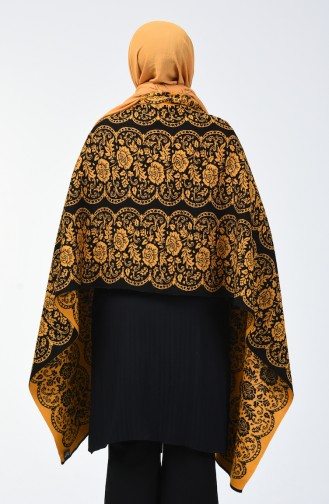 Knitwear Patterned Shawl 1009G-04 Black Mustard 1009G-04