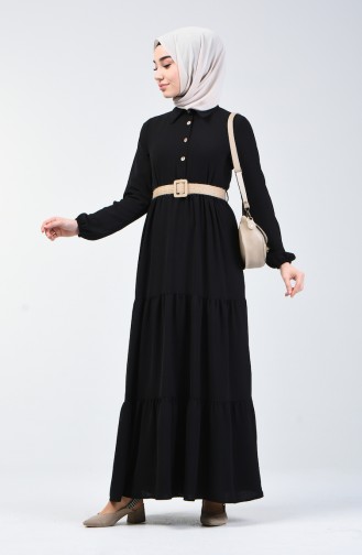 Schwarz Hijab Kleider 5483-01