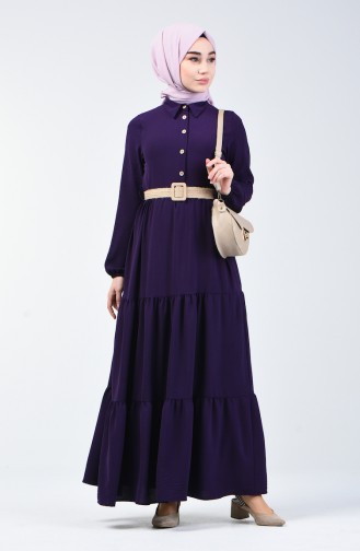 Aubergine Hijab Kleider 5483-02