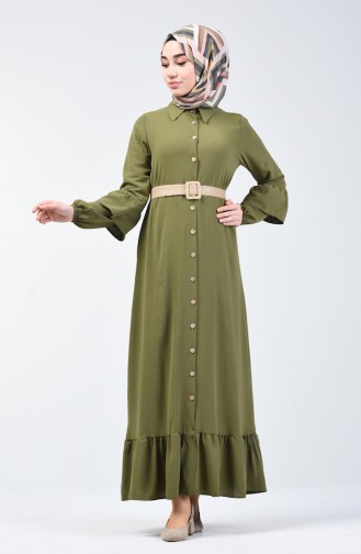 Hellkhaki grün Hijab Kleider 5667-05