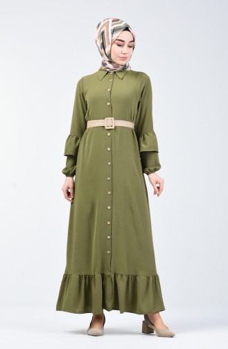 Hellkhaki grün Hijab Kleider 5667-05