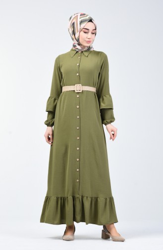 Robe Hijab Vert khaki clair 5667-05