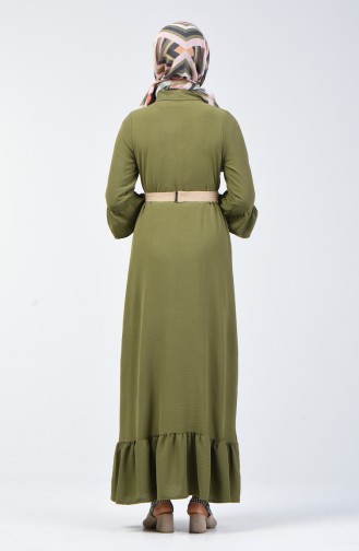 Light Khaki Green İslamitische Jurk 5667-05