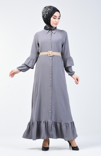 Grau Hijab Kleider 5667-06