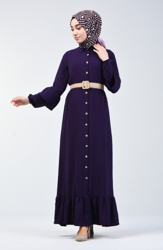 Aubergine Hijab Kleider 5667-08