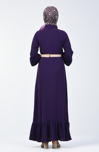 Aerobin Fabric Belt Dress 5667-08 Eggplant Color 5667-08