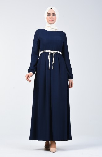 Navy Blue Hijab Dress 6844-02