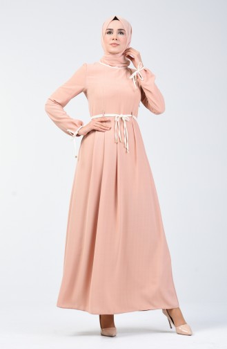 Laced Sleeve Dress 6844-03 Salmon 6844-03