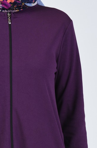 Zippered Abaya 3006-03 Purple 3006-03