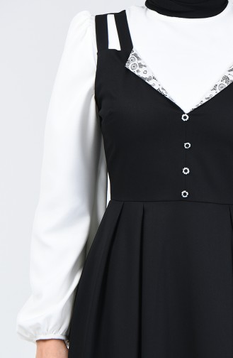 Düğme Detaylı Jile Elbise 0101-01 Siyah