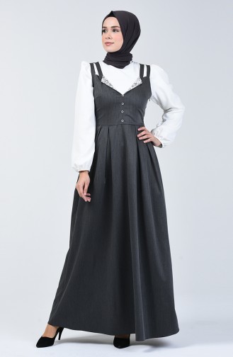 Button Detailed Waistcoat Dress 0101-03 Anthracite 0101-03