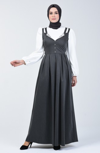 Button Detailed Waistcoat Dress 0101-03 Anthracite 0101-03