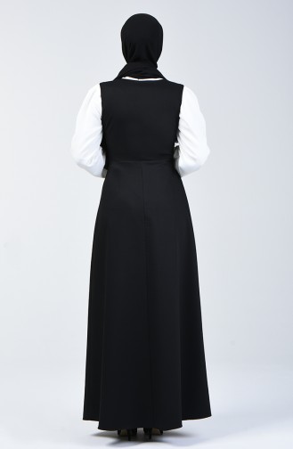 Lace Detailed Waistcoat Dress 0102-01 Black 0102-01