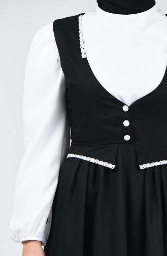 Lace Detailed Waistcoat Dress 0102-01 Black 0102-01