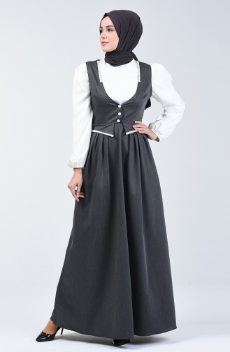 Lace Detailed Waistcoat Dress 0102-03 Anthracite 0102-03
