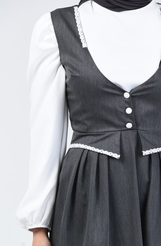 Lace Detailed Waistcoat Dress 0102-03 Anthracite 0102-03