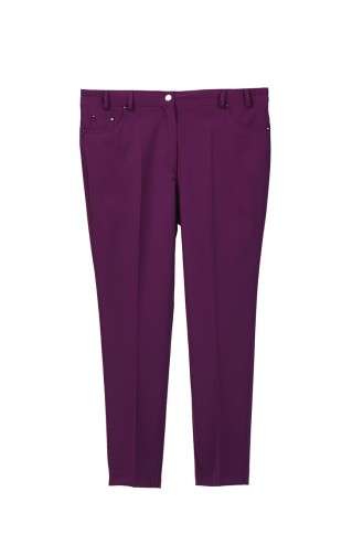Plus Size Elastic Straight Leg Pants 4005-01 Purple 4005-01