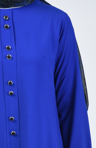 Button Detailed Tunic Trousers Double Suit 11001-03 Saxe Blue 11001-03