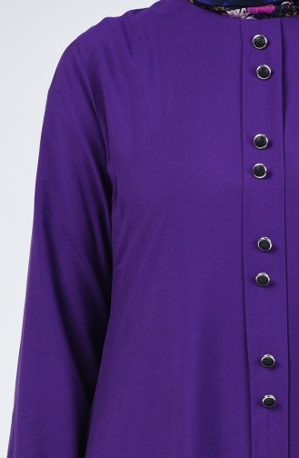 Button Detailed Tunic Trousers Double Suit 11001-05 Purple 11001-05