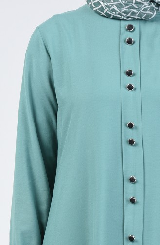 Button Detailed Tunic Trousers Double Suit 11001-06 Sea Green 11001-06