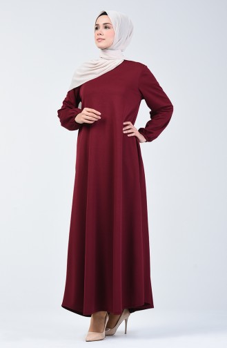 Kolu Lastikli Elbise 0292-01 Bordo