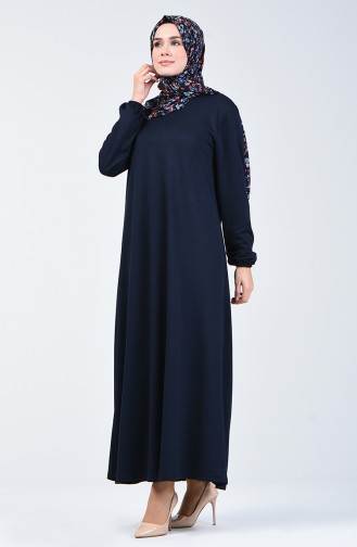 Navy Blue Hijab Dress 0292-03