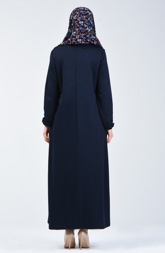 Navy Blue Hijab Dress 0292-03