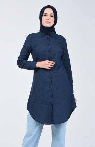 Kareli Tunik 2504-03 Lacivert Zümrüt Yeşili 2504-03