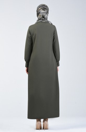 Zippered Crepe Abaya Khaki 0259-04