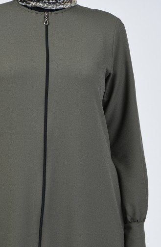 Zippered Crepe Abaya Khaki 0259-04