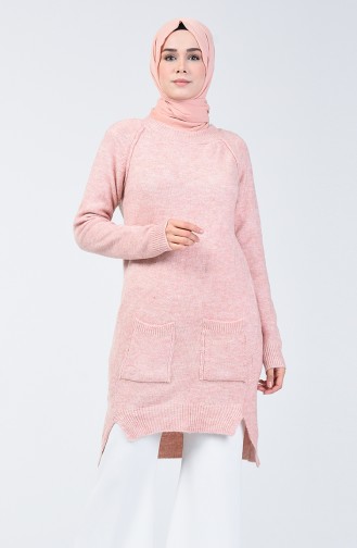 Knitwear Long Sweater with Pocket 0567-03 Powder 0567-03