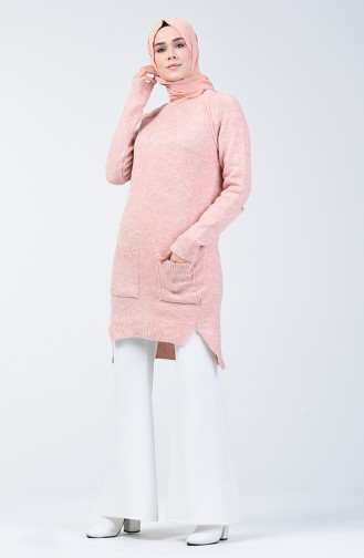 Knitwear Long Sweater with Pocket 0567-03 Powder 0567-03